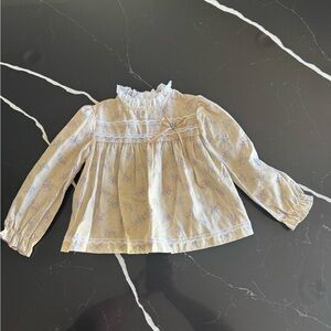 Vintage Floral Lace Trim Kids Top